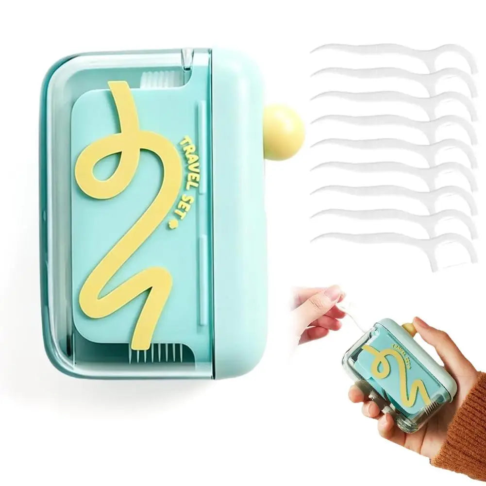 Dental Floss Pick Dispenser Dental Floss Storage Box Pop UP Design Floss Dispenser Refillable Toothpick Teeth Cleaning Tool for Peaceful Pleasures Health and Wellness Green