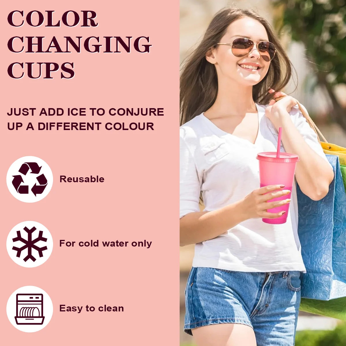 2/4Pcs Reusable Plastic Cup, 710ml Drinkware Tumblers, Coloured Acrylic Cups Tumblers with Lids and Straws, Plastic Bulk Cup Peaceful Pleasures Health and Wellness
