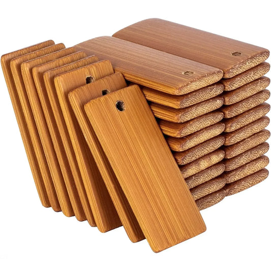 50Pcs Blank Bamboo Tags 45x20mm – DIY Keychain Engraving Blanks Craft Engraving Blanks Oasis Select