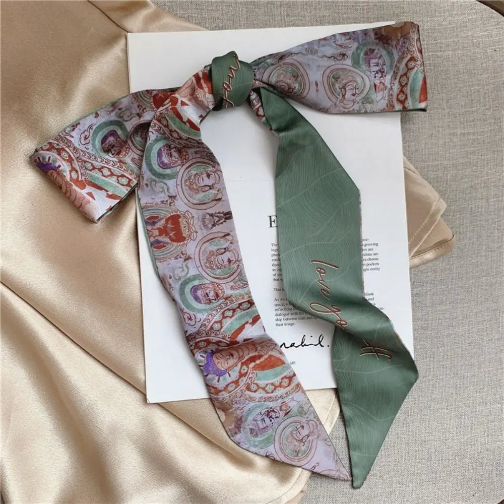 Chinese Floral Ribbon Scarf – Hair Band, Necktie & Bag Accent