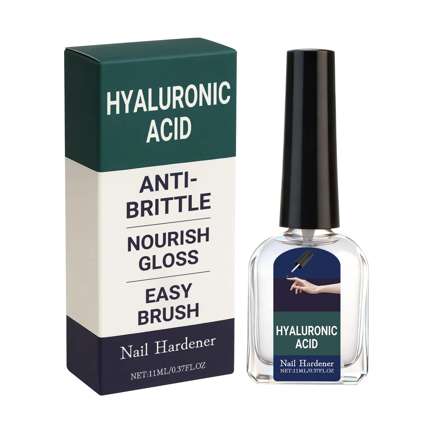Hyaluronic Acid Nail Strengthening Drops Nourish Brittle Hands Feet Nails Repair Breakage Boost Nails Gloss Growth Nail Hardener Peaceful Pleasures Health and Wellness 11ml Boxed