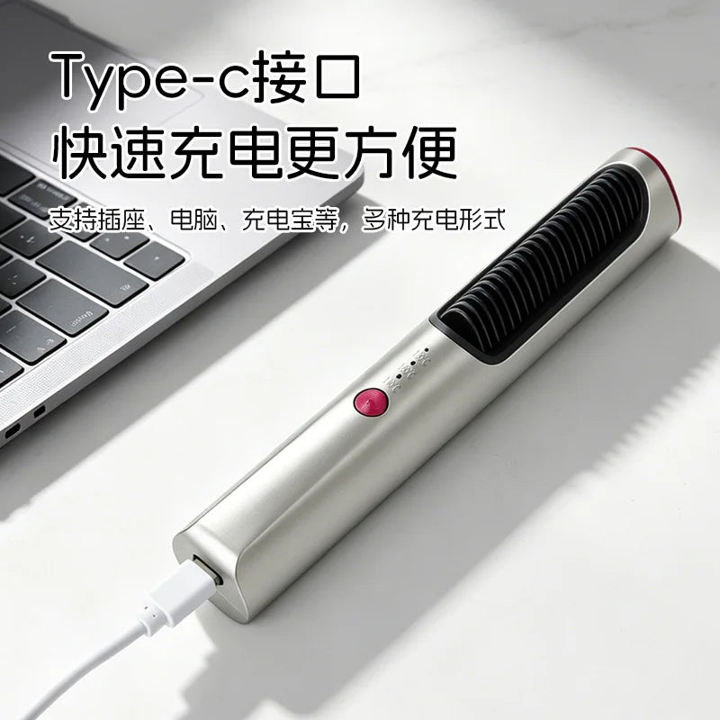 Mini Wireless Hair Straightening Comb – Portable Pocket Styler
