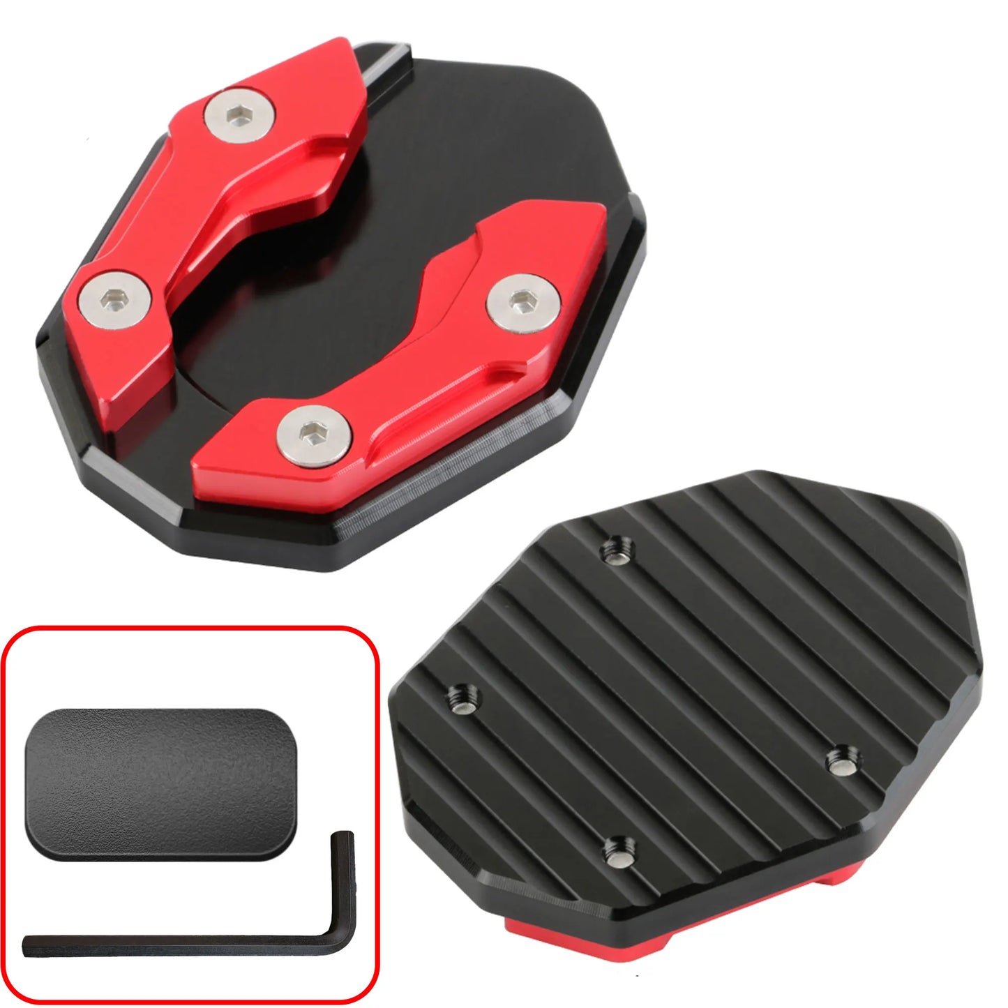 Motorcycle Side Stand Extension Kickstand foot Pad,Support Plate Helps Park Your Bike on Hot Pavement, Grass, Soft Ground Peaceful Pleasures Health and Wellness Red