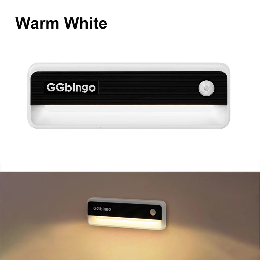 GGbingo Human Body Induction Night Light Multi-light Linkage Type-C Charging Footlights Wall Lamp 6000K Cabinet Light Peaceful Pleasures Health and Wellness Warm Light USB Plug