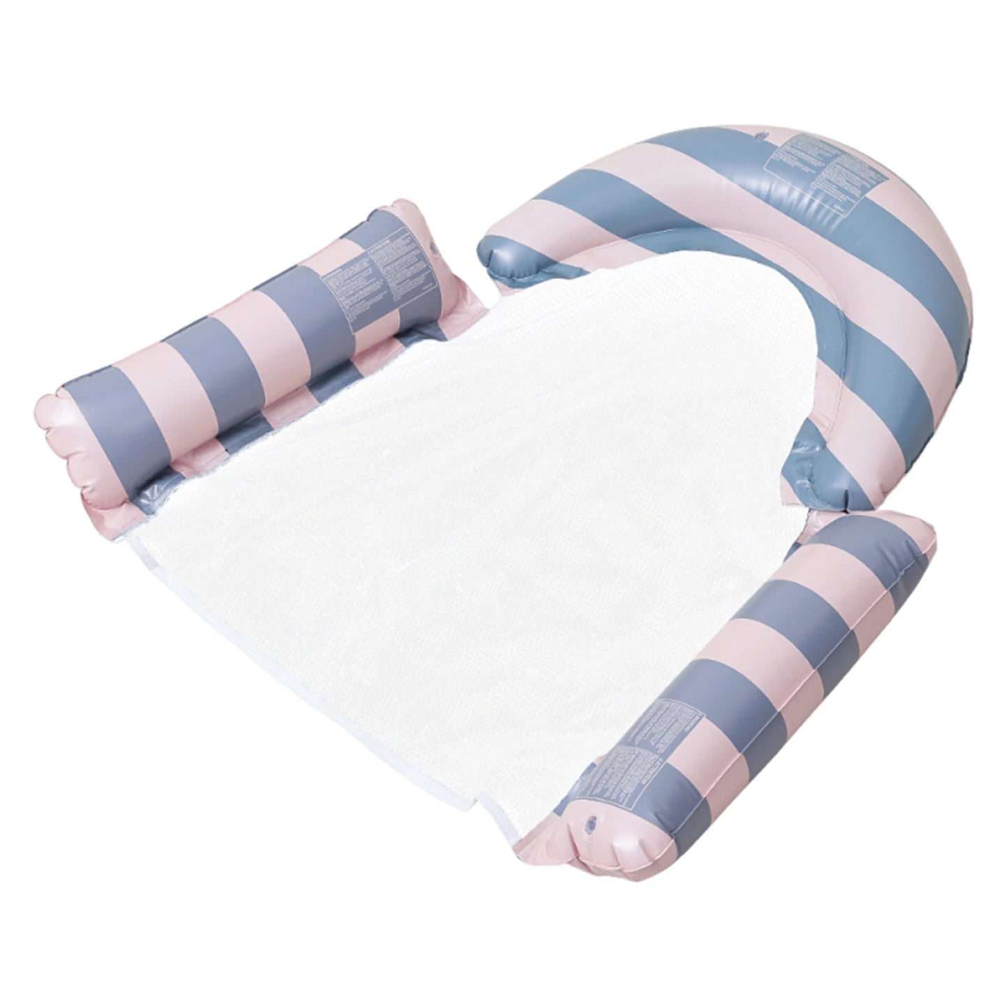 Stripe Pattern PVC Foldable Water Seat Inflatable Floating Single Seat Thickened Floating Bed for Summer Water Entertainment Peaceful Pleasures Health and Wellness