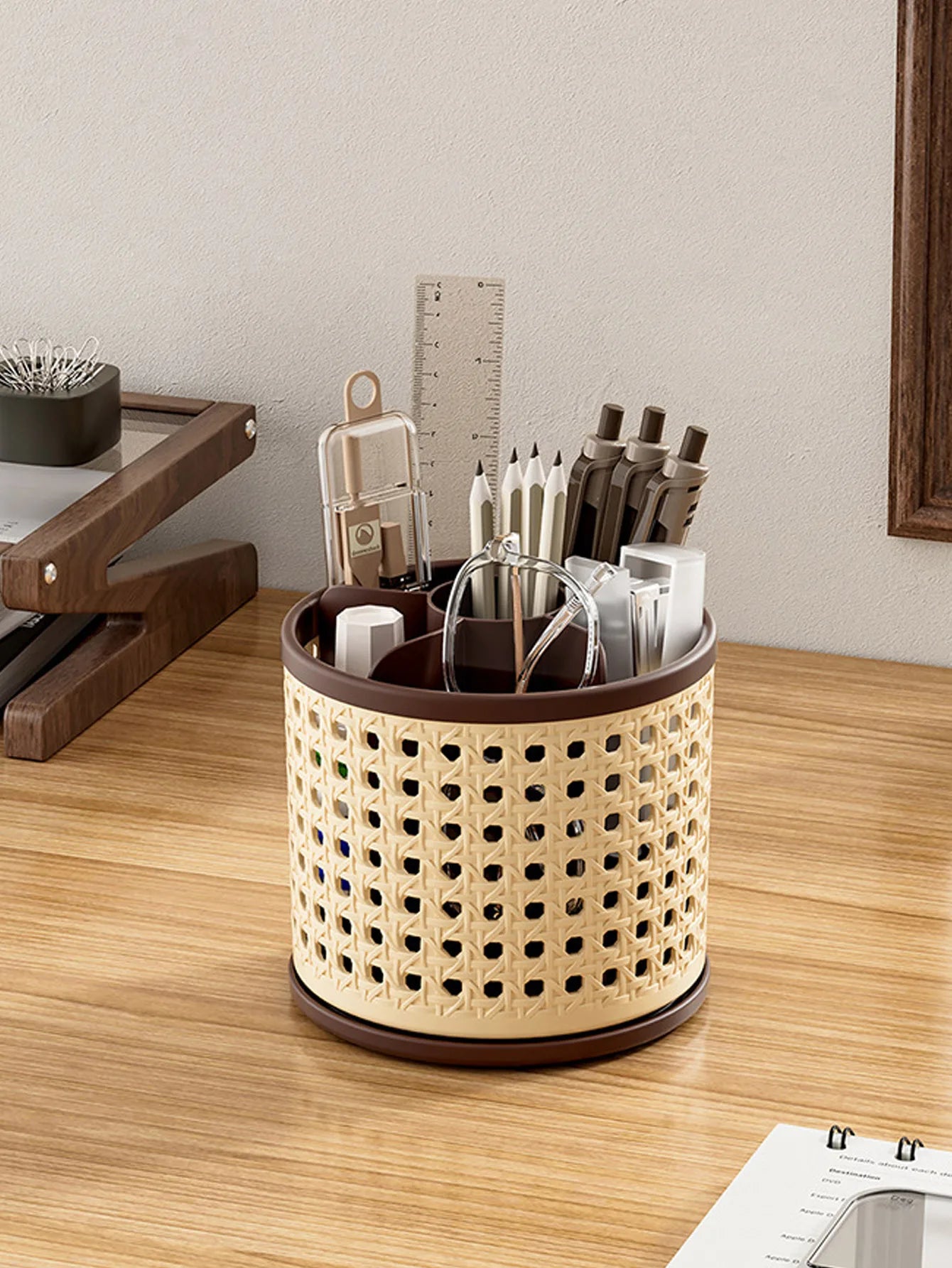 1Pcs Rotating Pen Container Multifunctional Desktop Organizer ‌Makeup Brush Holder for Stationery Storage Box Office Supplies Peaceful Pleasures Health and Wellness