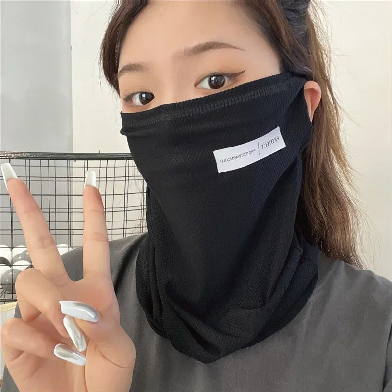 Outdoor UV Protection Ice Silk Mask Sunscreen Face Cover Neck Wrap Unisex Anti-UV Scarf Cycling UV Mask Ear Hanging Neck Scarves Peaceful Pleasures Health and Wellness