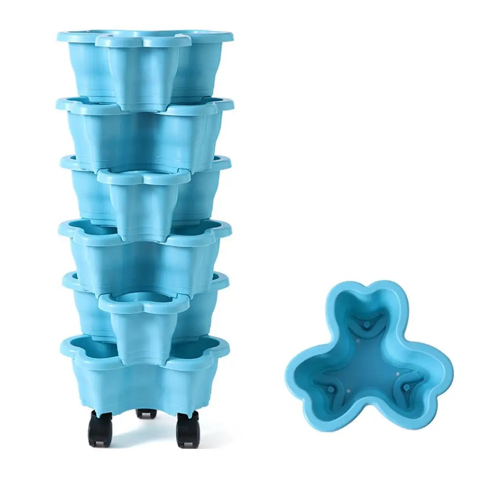 6-Tier Stackable Vertical Planter Tower with Wheels