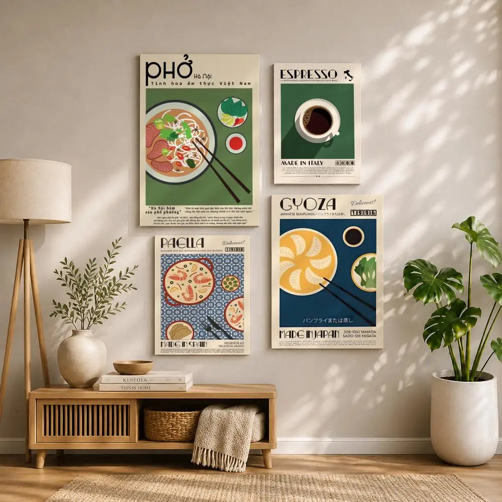 Korean Traditional Food Wall Poster – HD Self-Adhesive & Waterproof Wall Art Poster Peaceful Pleasures Health and Wellness
