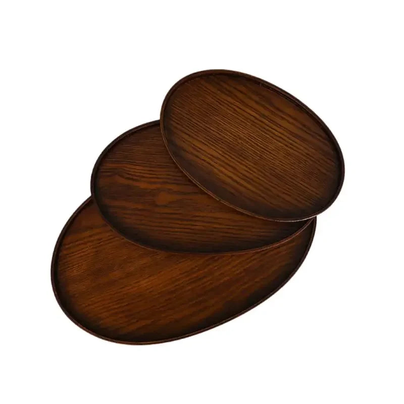 Oval Serving Trays Tableware Dessert Tea Saucer Coasters Coffee Coasters Wooden Plate Storage Food Display Home Hotel Decor Peaceful Pleasures Health and Wellness