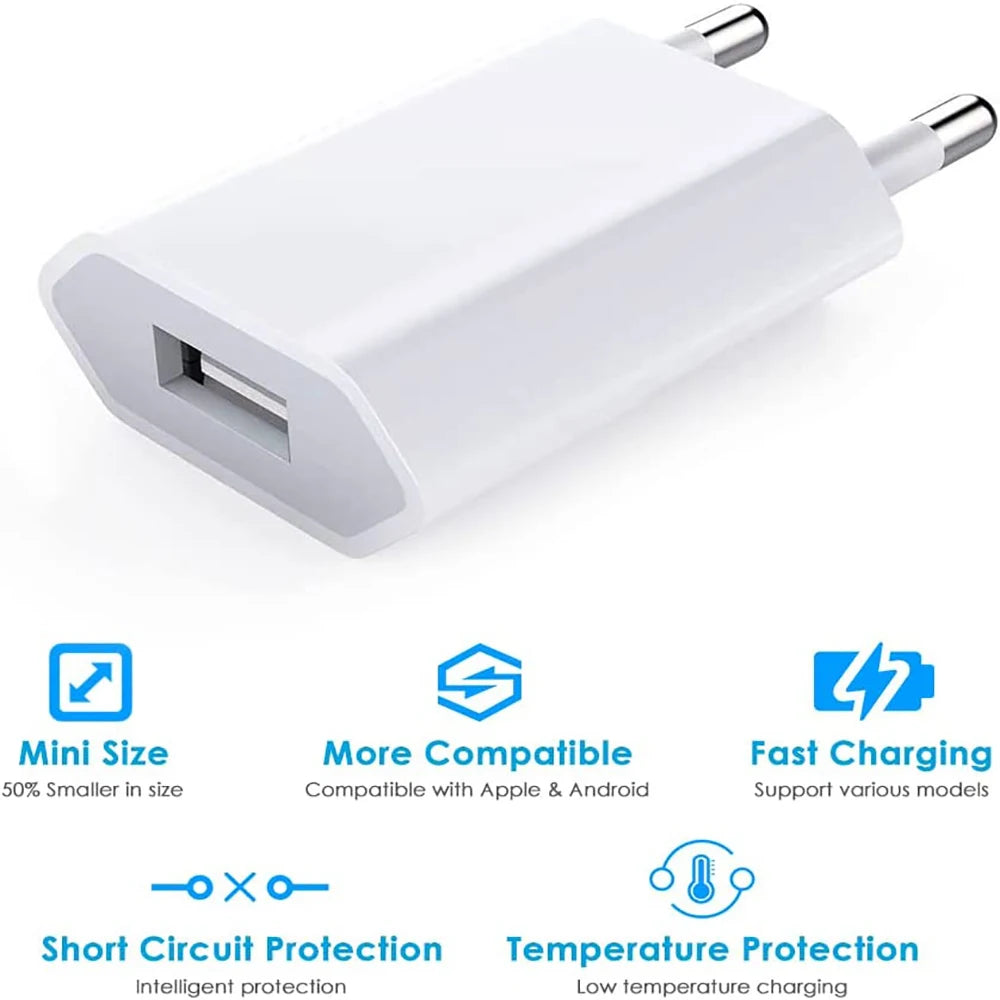 Mini USB EU Wall Charger 5V 1A | iPhone & Android 1–5 Pack