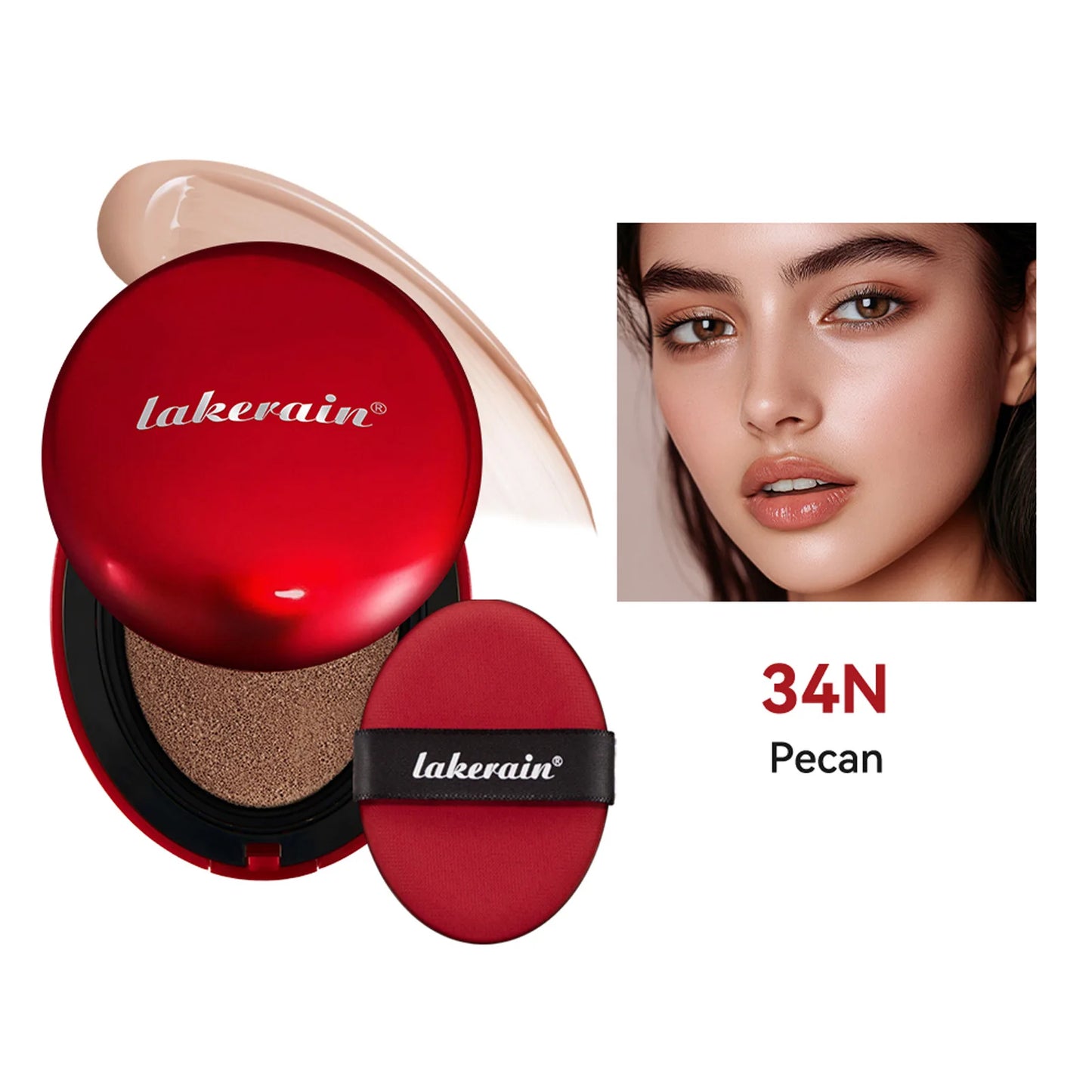 Red Cushion Foundation | Full coverage, lightweight, fits well, satin finish, Korean Cushion Foundation Peaceful Pleasures Health and Wellness 34N 18g
