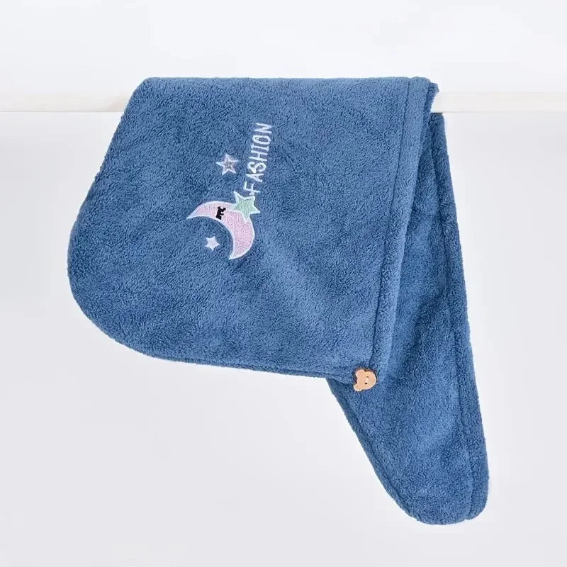 1pc Quickly Dry Hair Hat Super Absorbent Soft Bathroom Women Head Towels Girls Cute Hair Towel Hair Dry Wrap Bonnets Peaceful Pleasures Health and Wellness moon