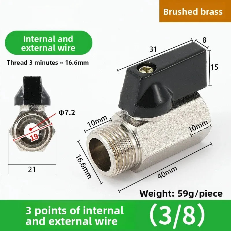 Copper Mini Ball Valve PT 1/8 1/4 3/8 1/2 Threaded Water Gas