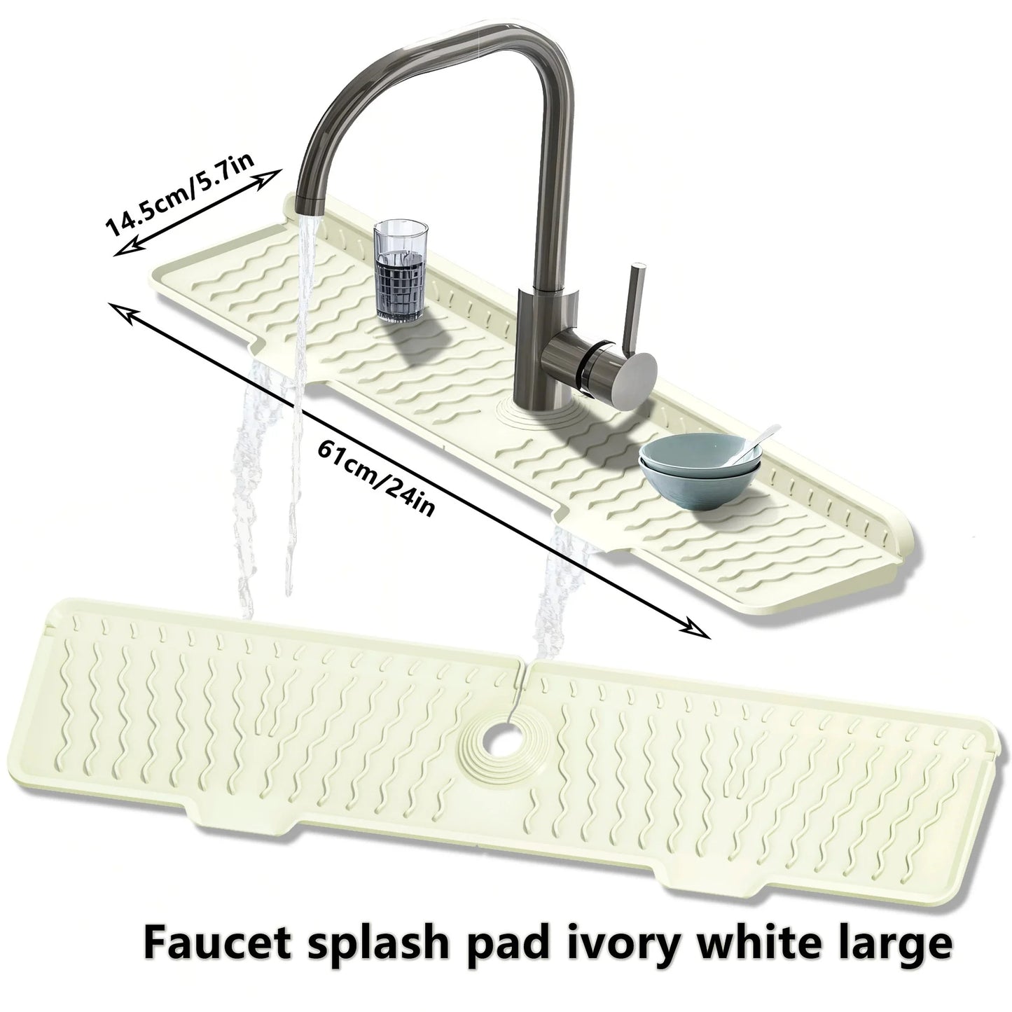 Silicone Kitchen Sink Faucet Mat – Long Splash Guard