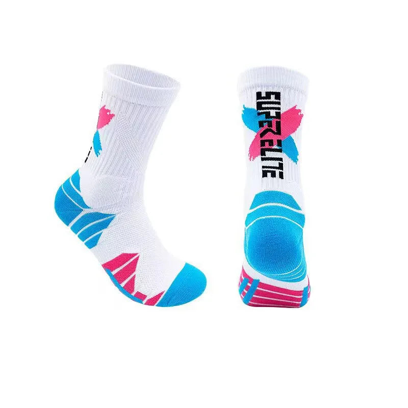 Basketball Socks, Thickened Towel Soles, Wear-resistant and Breathable High-top Sports Socks, Outdoor Pressure Running Socks Peaceful Pleasures Health and Wellness 3 Pairs 1 EU38-44