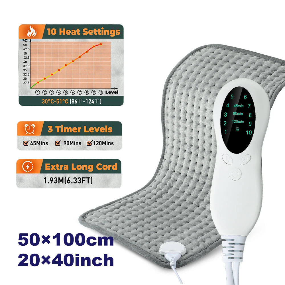 Home Electric Heating Pad Back Shoulder Office Winter Warming Blanket 10 Heat Thermal Mat Abdomen Period Menstrual Belt Peaceful Pleasures Health and Wellness 50x100cm EU PLUG