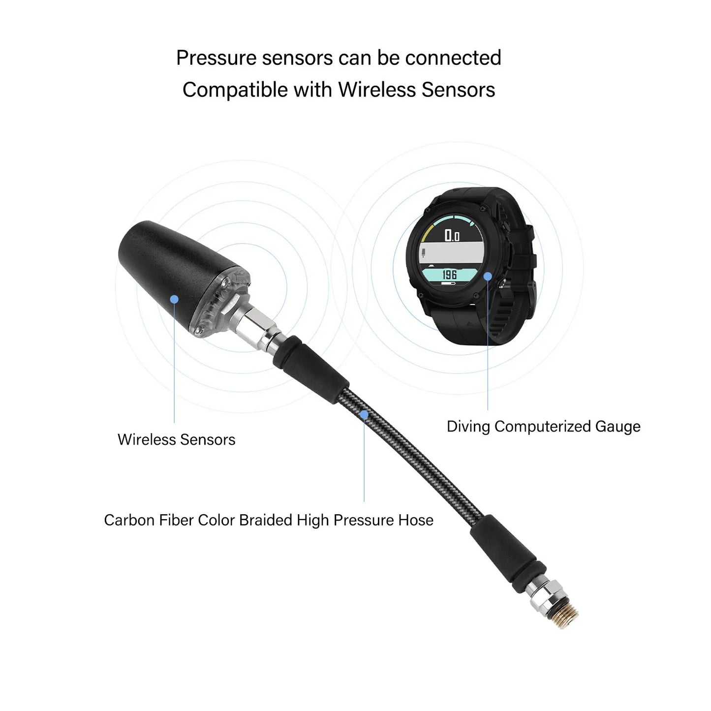 Diving Pressure Regulator Hose Professional Carbon Fiber Woven