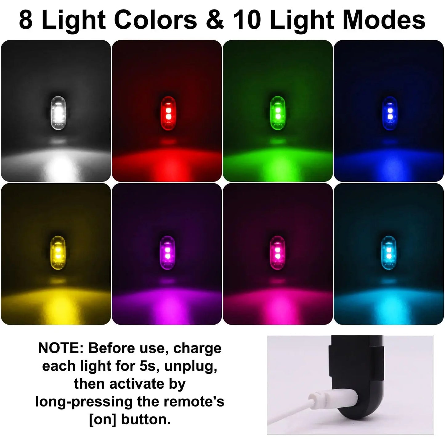 Wireless RGB LED Strobe Warning Light | 8 Colors Remote Control