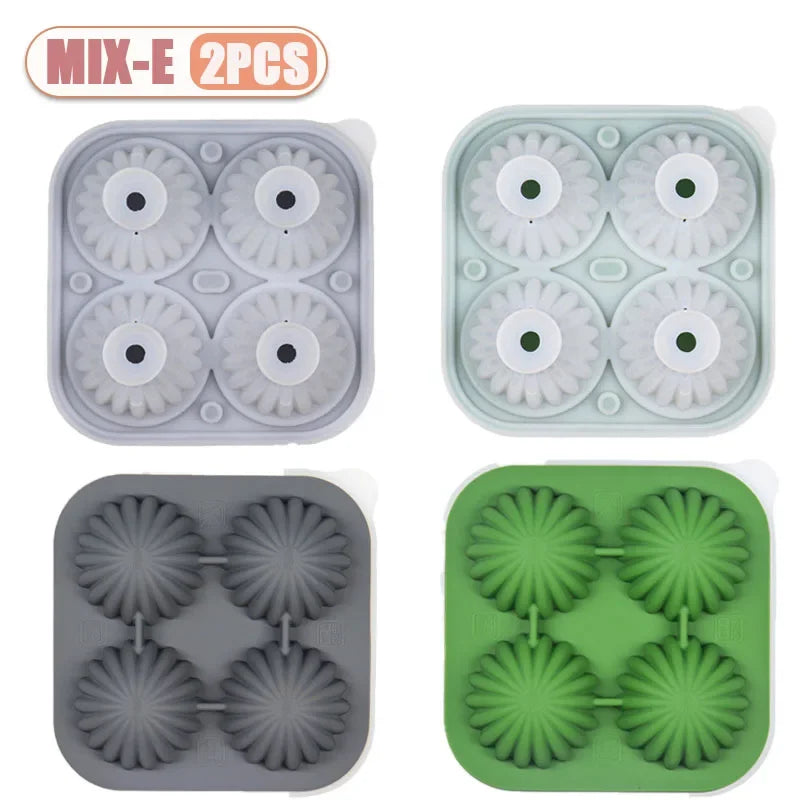 Cactus Ice Ball Mold – 4-Grid Silicone Sphere Ice Cube Tray