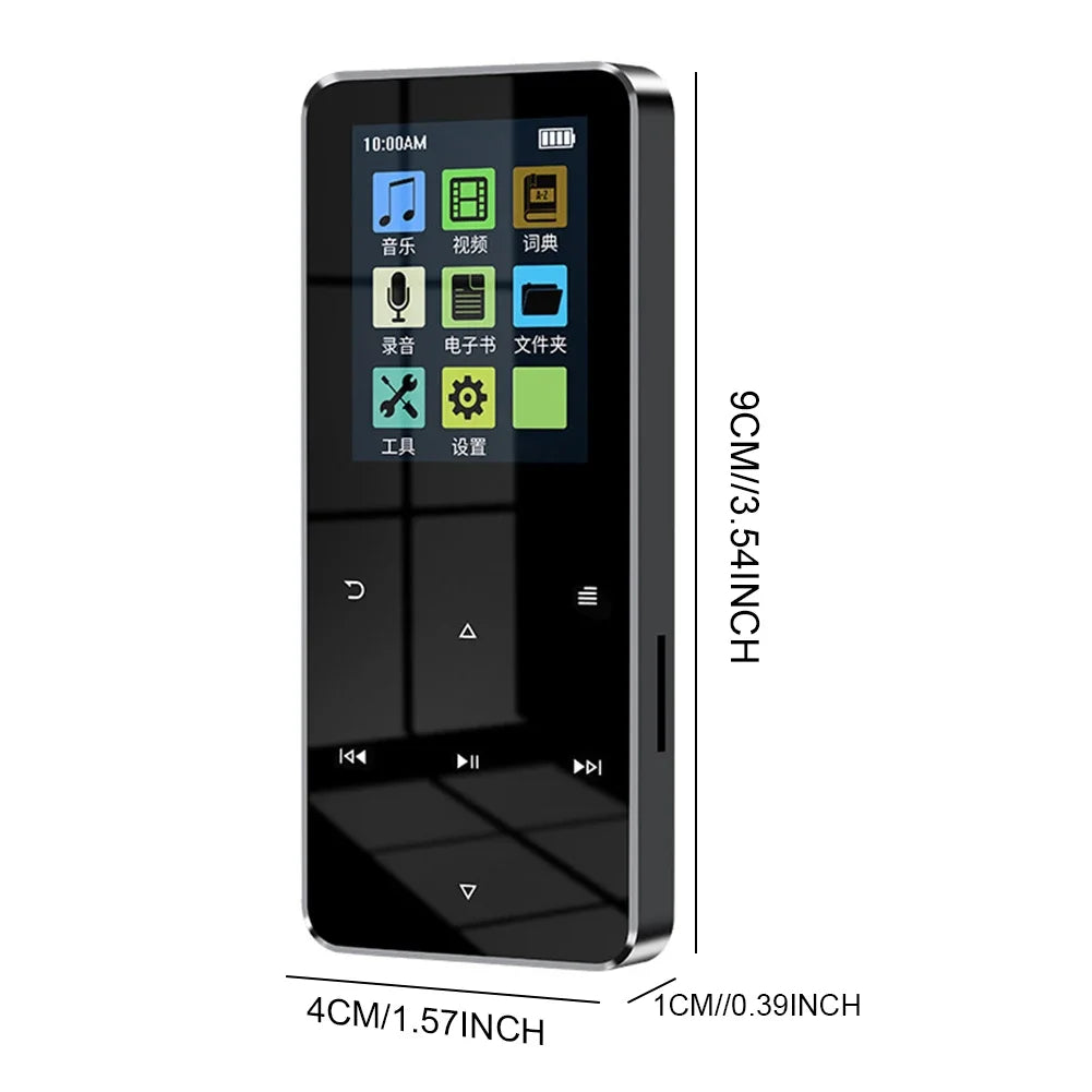 New 1.8 Inch Metal Touch MP3 MP4 Music Player Bluetooth-compatible 5.0 Fm Radio Video Play 8/32/64GB E-book Hifi Player Walkman Peaceful Pleasures Health and Wellness