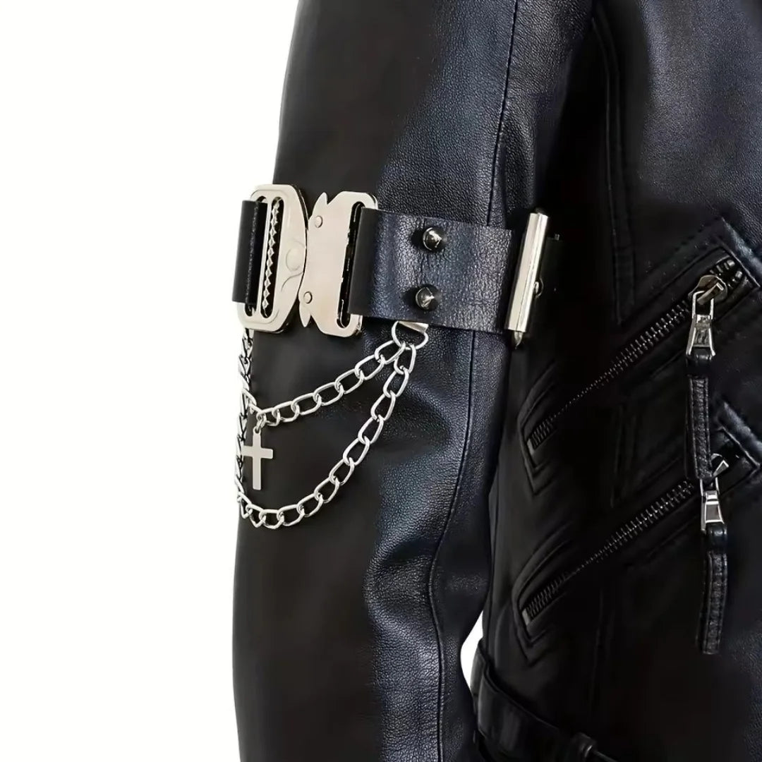 Men's Hip Hop Belt Gothic Faux Leather Arm Cuff Decorative Tassels