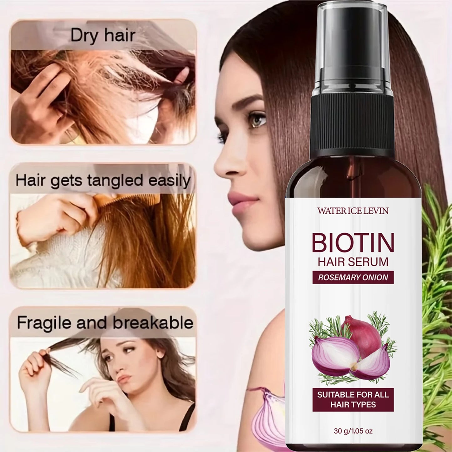 Biotin Rosemary Onion Hair Growth Serum | All Hair Types Hair Growth Serum Peaceful Pleasures Health and Wellness