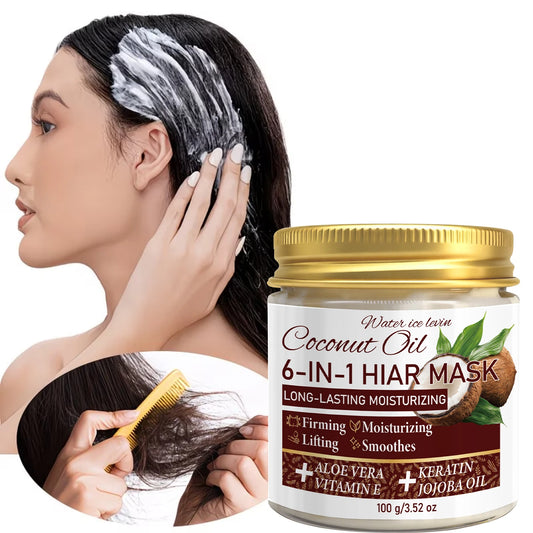 6-in-1 Coconut Hair Mask with Keratin & Jojoba Oil – 100g Hair Mask Peaceful Pleasures Health and Wellness