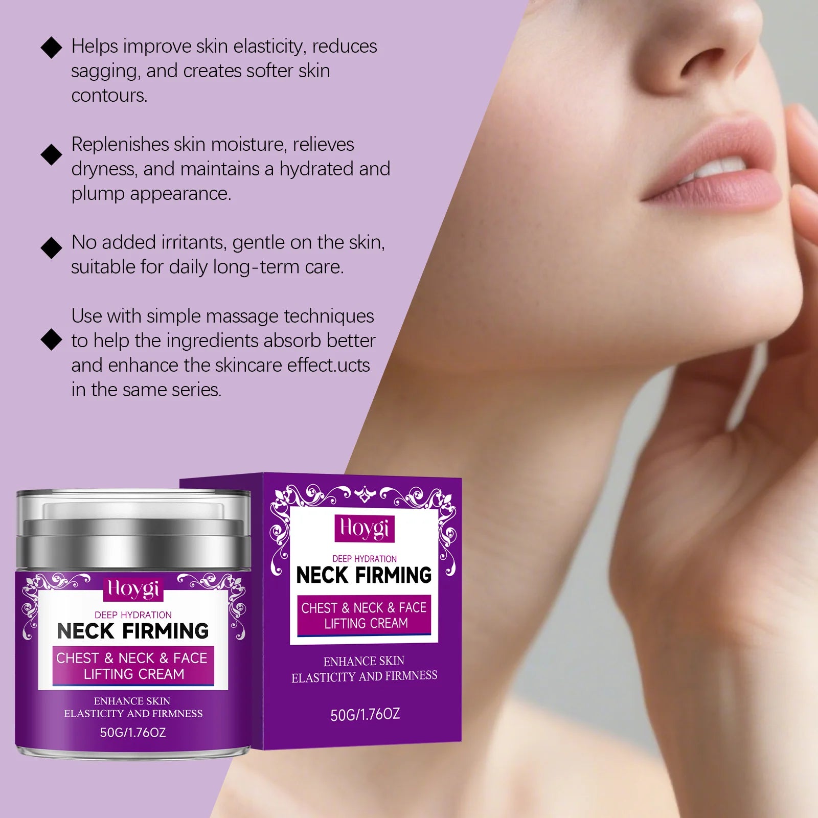 Neck Firming Cream for Chest & Neck & Face Lifting Tightening Fade Fine Lines Enhances Skin Elasticity Moisturizing Smooth Cream Peaceful Pleasures Health and Wellness