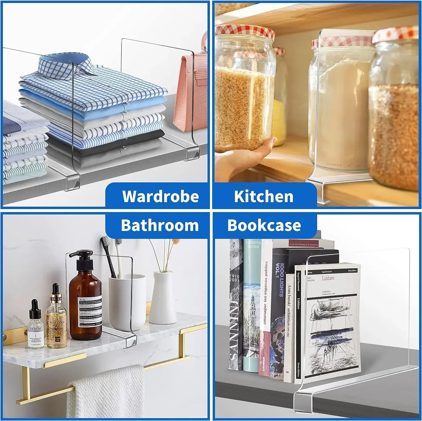 Transparent Closet Shelf Dividers | Wardrobe Organizer 2–8 Pack