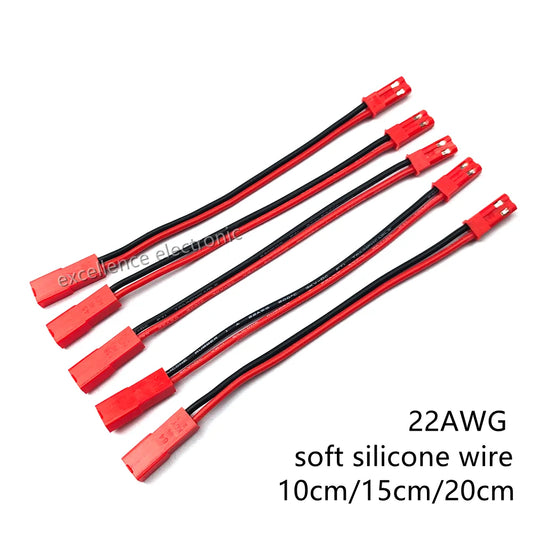 10Pcs RC Model JST 2-Pin Male to Female Connector Plug 22AWG Soft silicone 2p Extension Wire Cable for Battery RC Model Parts Peaceful Pleasures Health and Wellness 10cm
