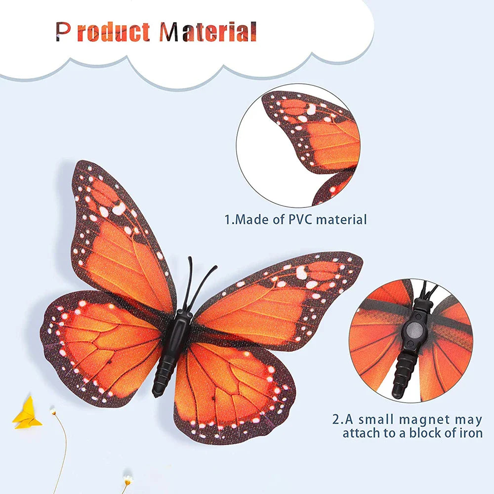 10pcs 3D Monarch Butterfly Wall Stickers – Home & Party Decor