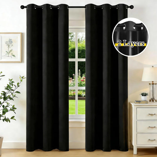 100% Blackout Grommet Curtains | Thermal Insulated Privacy Drapes Blackout Curtain Panel Peaceful Pleasures Health and Wellness