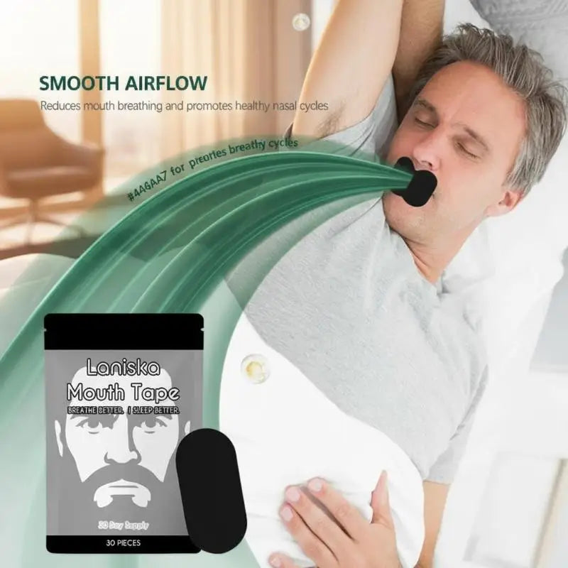 Anti Snoring Sleep Mouth Tape Best Breathing Nasal Strips Improved Sleeping Snoring Relief Preventing Dry Mouth at Night Peaceful Pleasures Health and Wellness