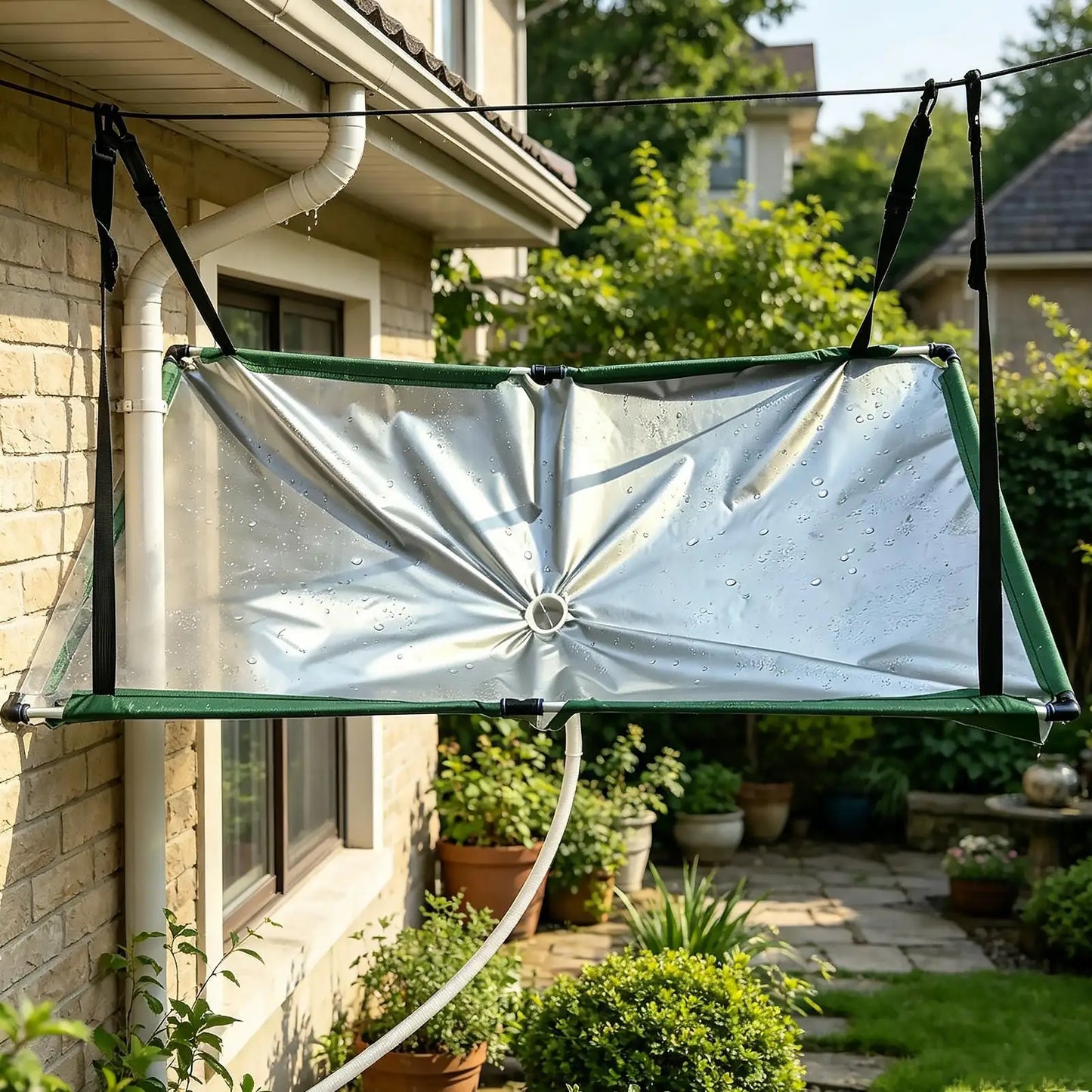 Rain Catcher Cloth with Hose | Garden Water Harvester