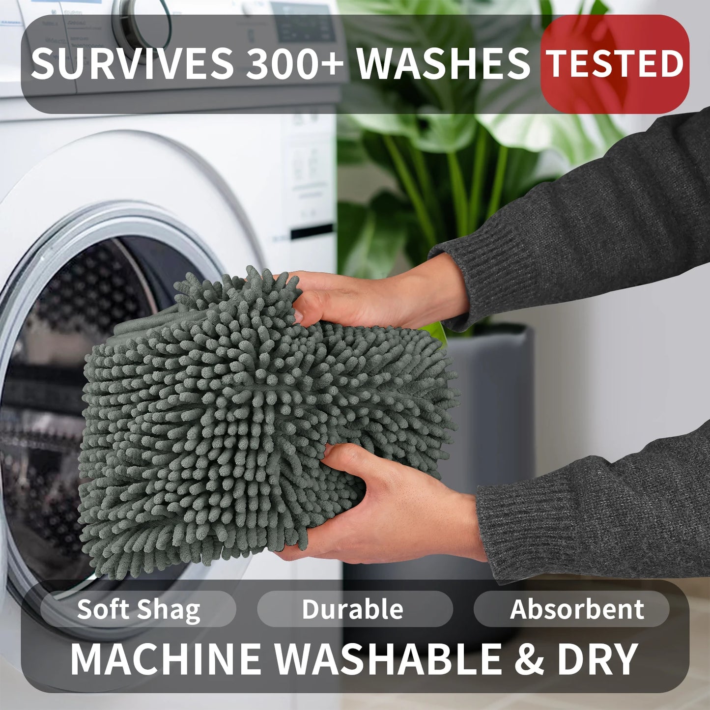 Toilet Rug U-Shaped Super Absorbent Chenille Bathroom Mats Non-Slip Backing Machine Washable For Bathrooms Floor Decoration Peaceful Pleasures Health and Wellness