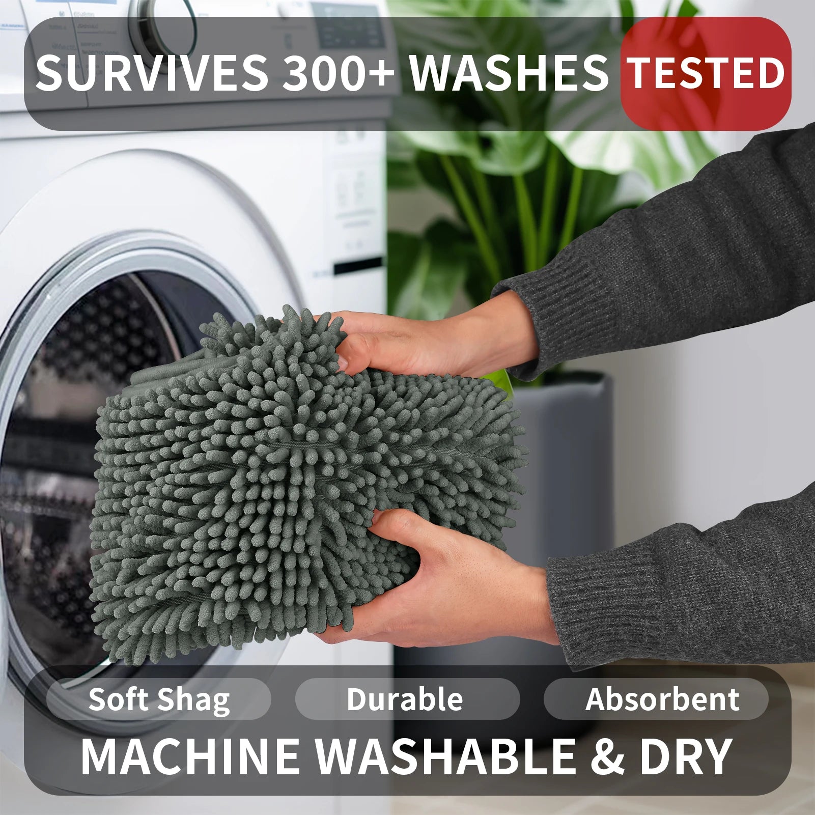 Toilet Rug U-Shaped Super Absorbent Chenille Bathroom Mats Non-Slip Backing Machine Washable For Bathrooms Floor Decoration Peaceful Pleasures Health and Wellness
