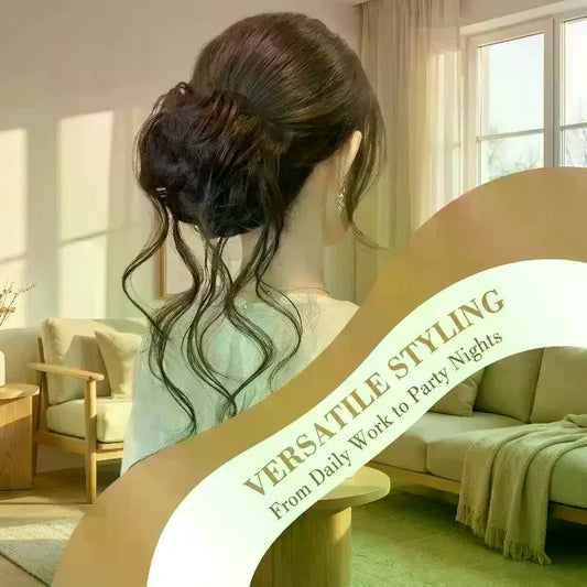 Wispy Dragon Bun Hair Extension – Messy Curly Clip-On Updo Clip-On Hair Extension Oasis Select