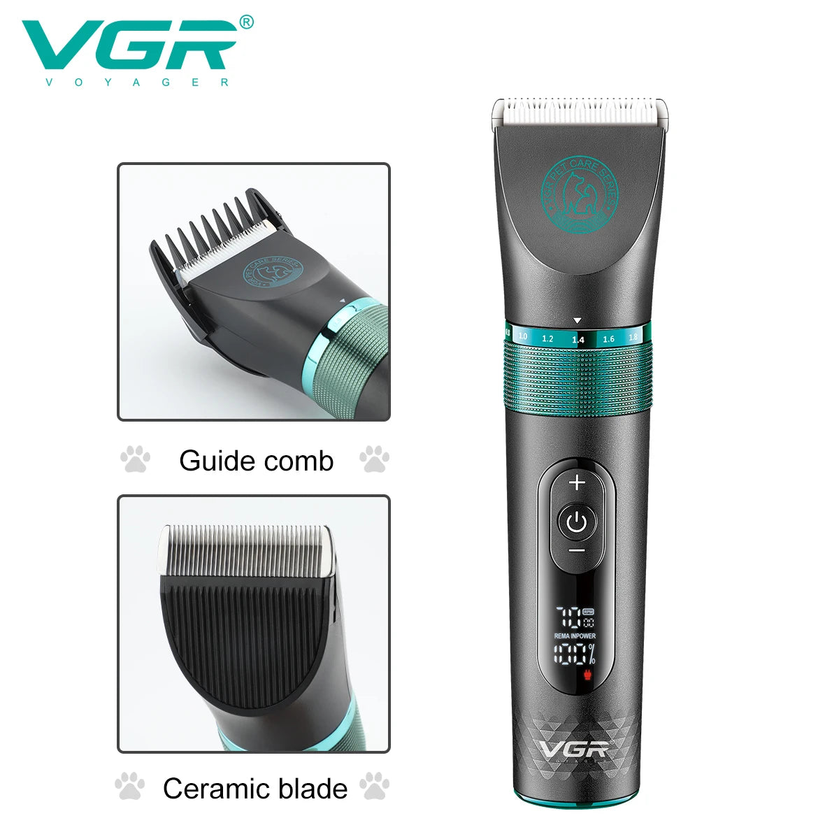 VGR Professional Dog Shaver Electric Pet Hair Trimmer Household Metal Pet Hair Trimmer LED Digital Cat and Dog Hair Trimme V-209 Peaceful Pleasures Health and Wellness