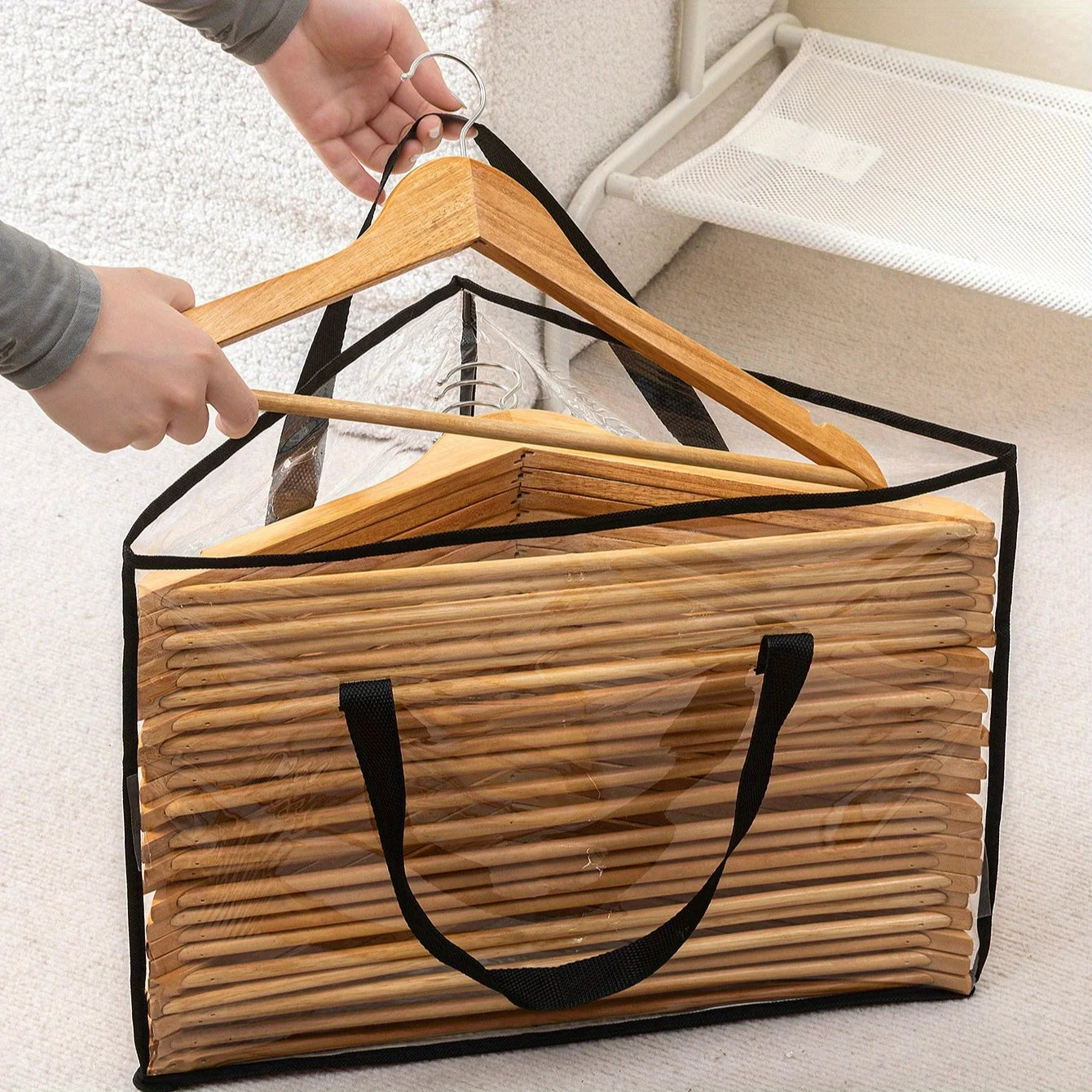 Clothes Hanger Storage Bag Organizer – Space Saving with Handles Closet Hanger Organizer Peaceful Pleasures Health and Wellness