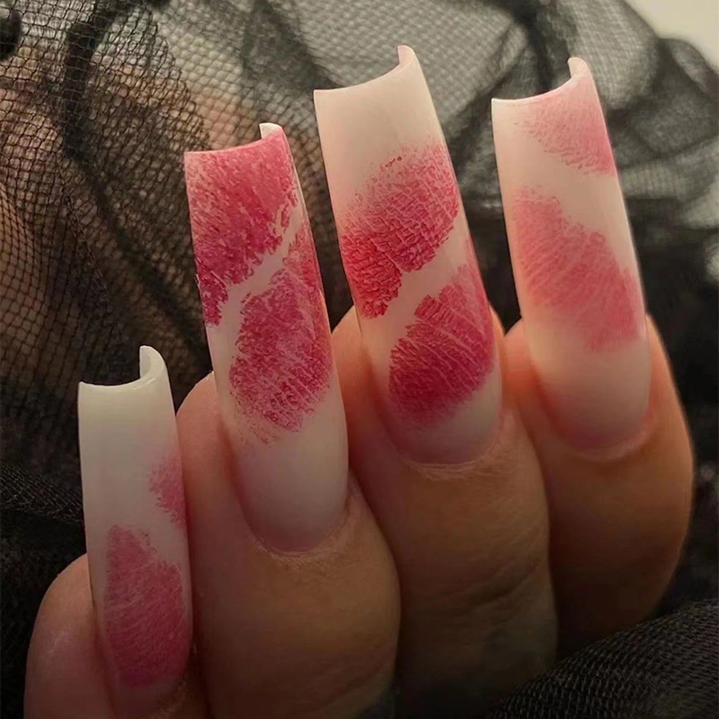 Korean Bow Press On Nails – Wine Red Almond | 24pcs Set