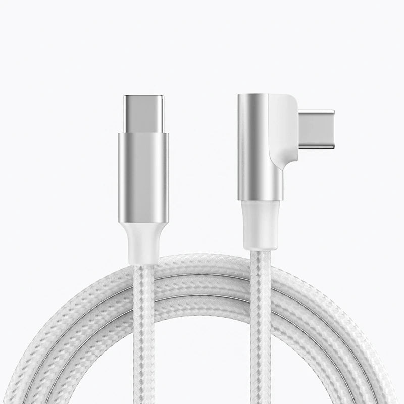 60W USB C To Type C PD 90-Degree Angle Gaming Fast Charging Cable Suitable For Type-C Interface Mobile Phone And Tablet Devices Peaceful Pleasures Health and Wellness Type-c-type-c White 3m
