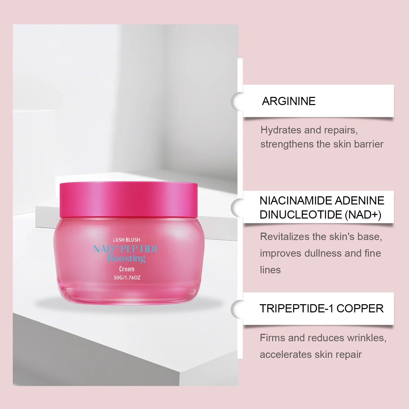 NAD+ Peptide Firming Face Cream – Anti-Wrinkle & Hydrating 50g Peaceful Pleasures Health and Wellness
