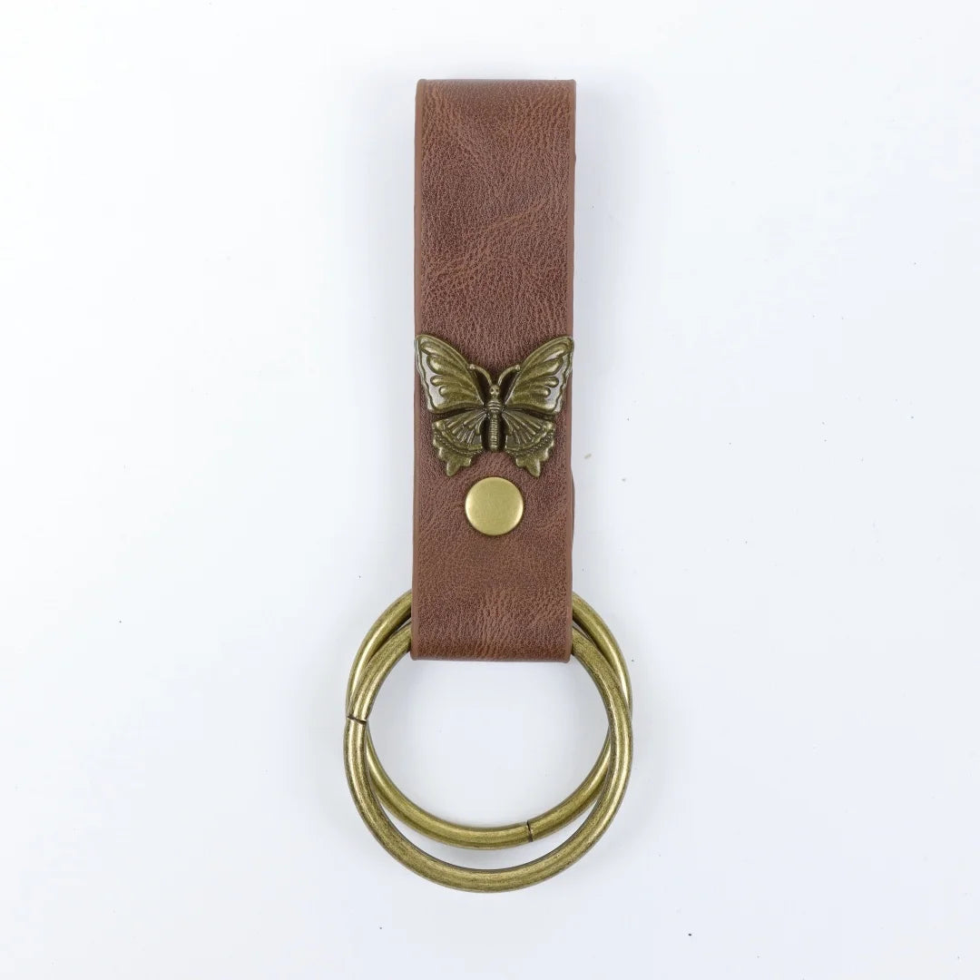 UYEE Belt Vintage Butterfly Leather Waist Sash Double O Ring Skirt