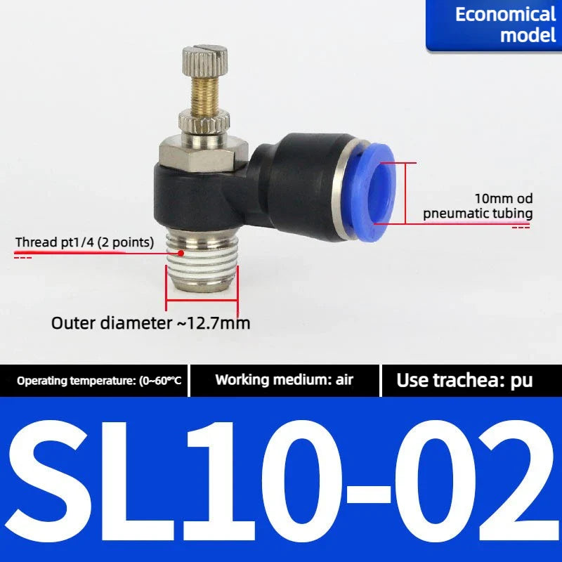 Quick Connect Pneumatic Air Speed Throttle Valve SL 4–12mm