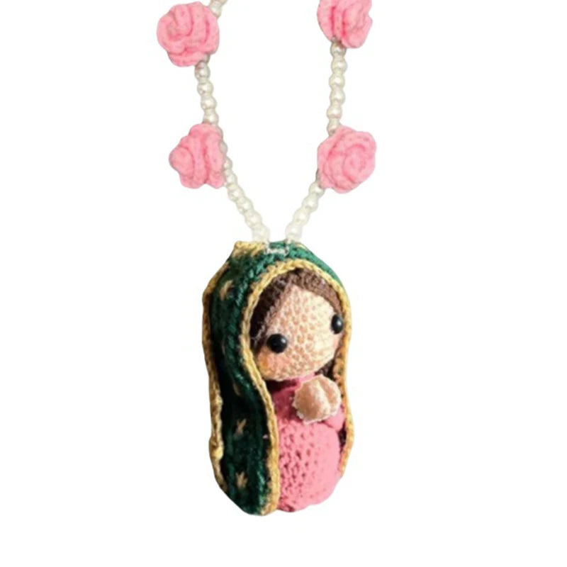 Virgin Mary Crochet Figurine | Car & Home Hanging Decor Religious Figurine Peaceful Pleasures Health and Wellness A