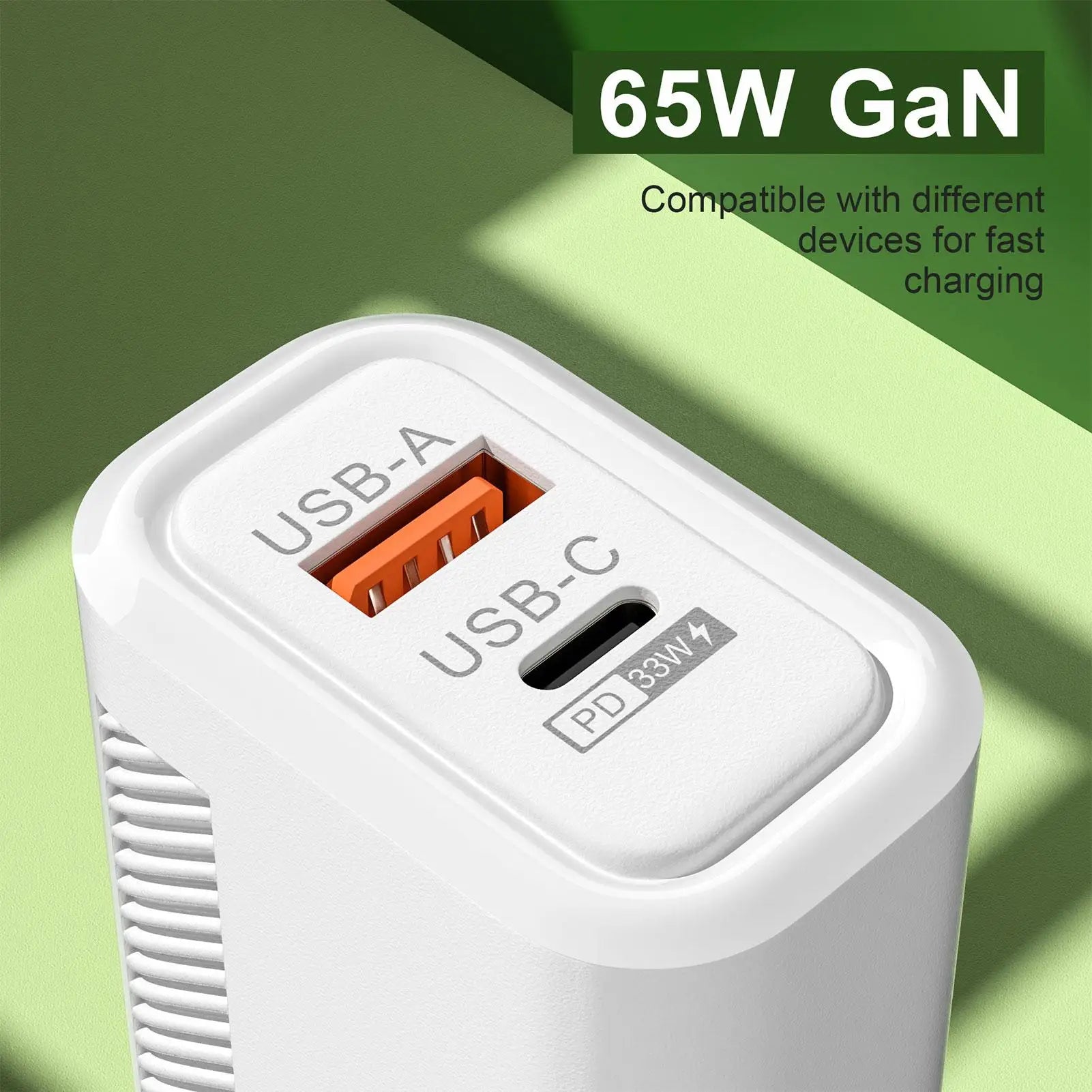 65W USB-C PD Fast Charger Adapter 3 Ports EU US Plug USB-C Fast Charger Peaceful Pleasures Health and Wellness