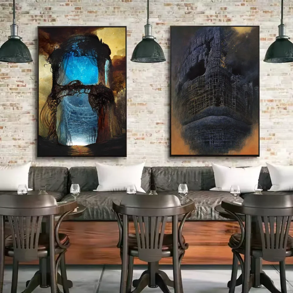 Famous Surrealism Artworks By Zdzislaw Beksinski Poster HD Art Prints for Home Living Room Bedroom Bar Aesthetic Wall Decor Peaceful Pleasures Health and Wellness