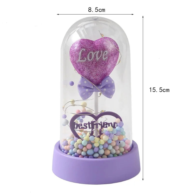 1pc New Love Lover Gift Acrylic Cover Couple Luminous Desktop Ornament Creative Eternal Flower Decoration Peaceful Pleasures Health and Wellness blue