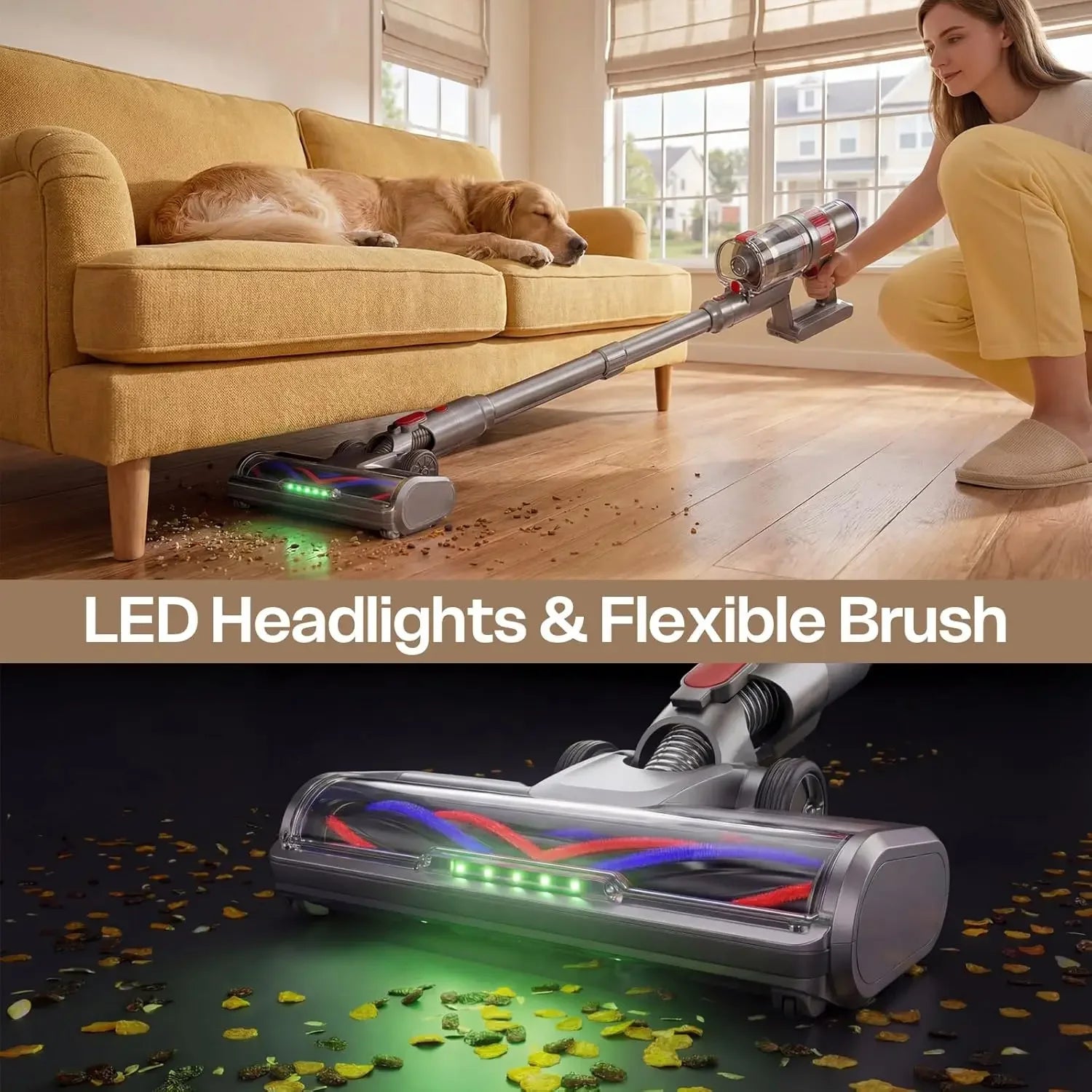 600W Cordless Stick Vacuum, 50KPa Suction, 60 Min Runtime, Lightweight for Home Pet Hair Carpet Hard Floor Peaceful Pleasures Health and Wellness